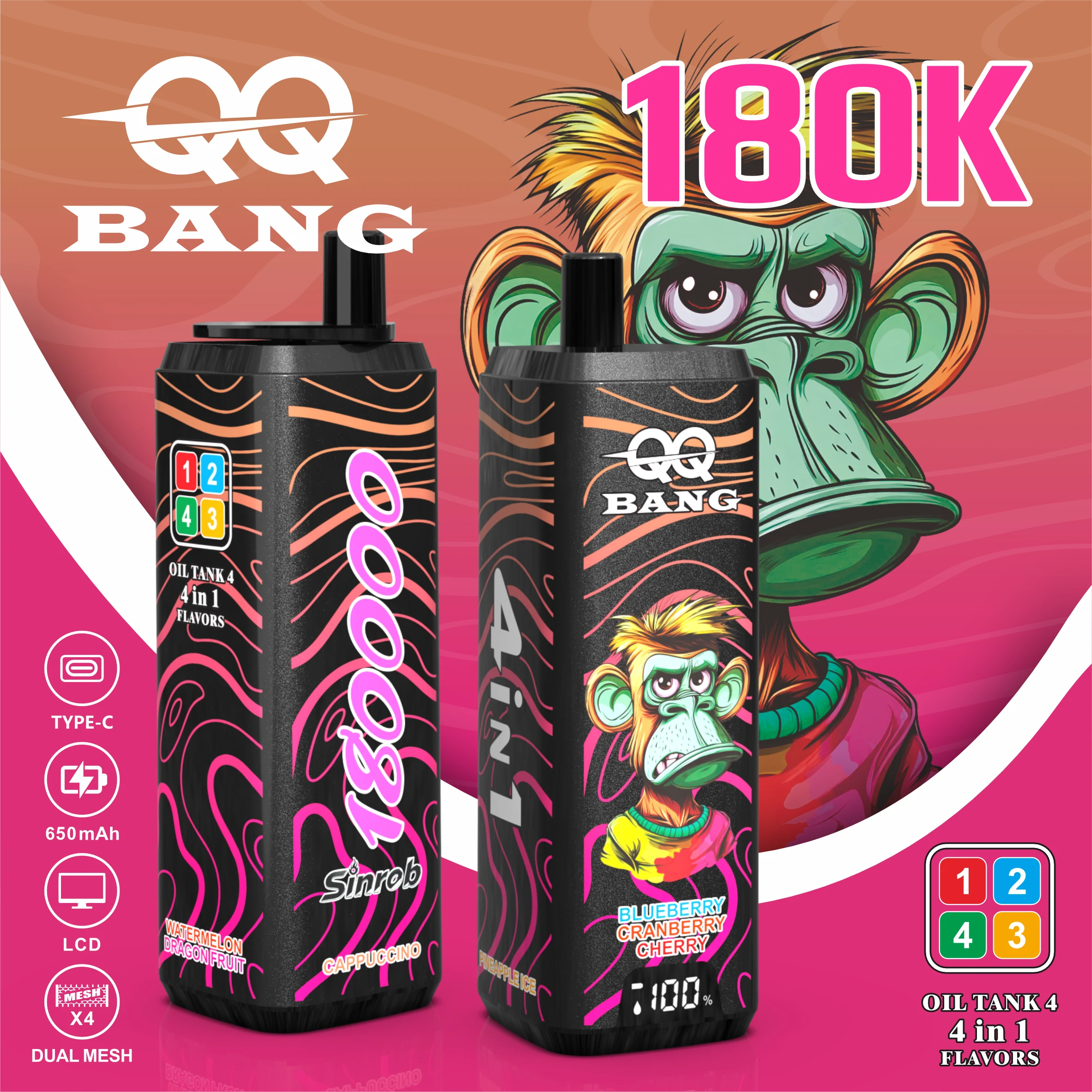 Bang QQ 180000 180K Boccate 4-in-1 Svapo monouso