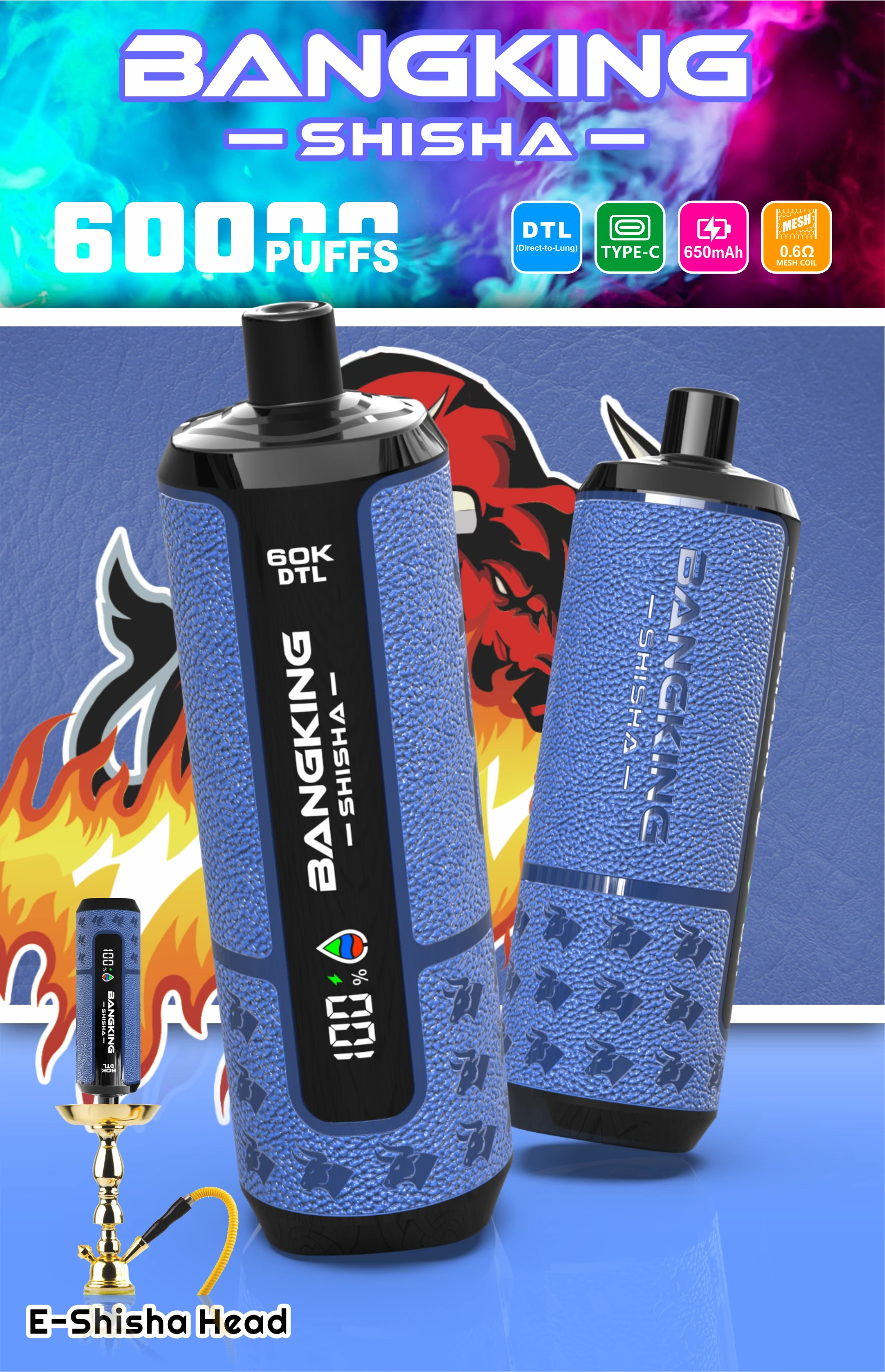 Bang King Shisha 60000 60K Boccate Svapo Monouso