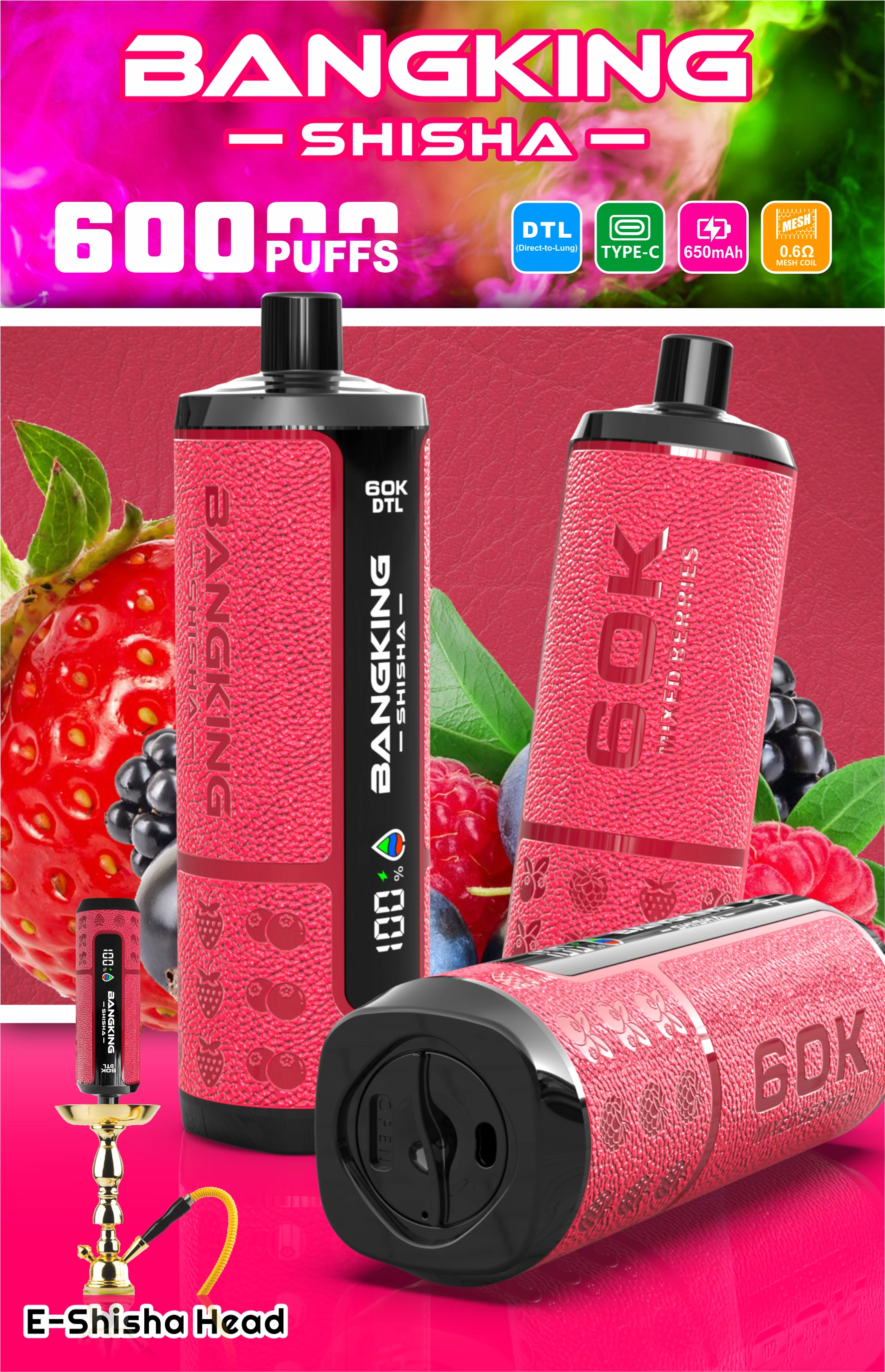 Bang King Shisha 60000 60K Boccate Svapo Monouso - image 7