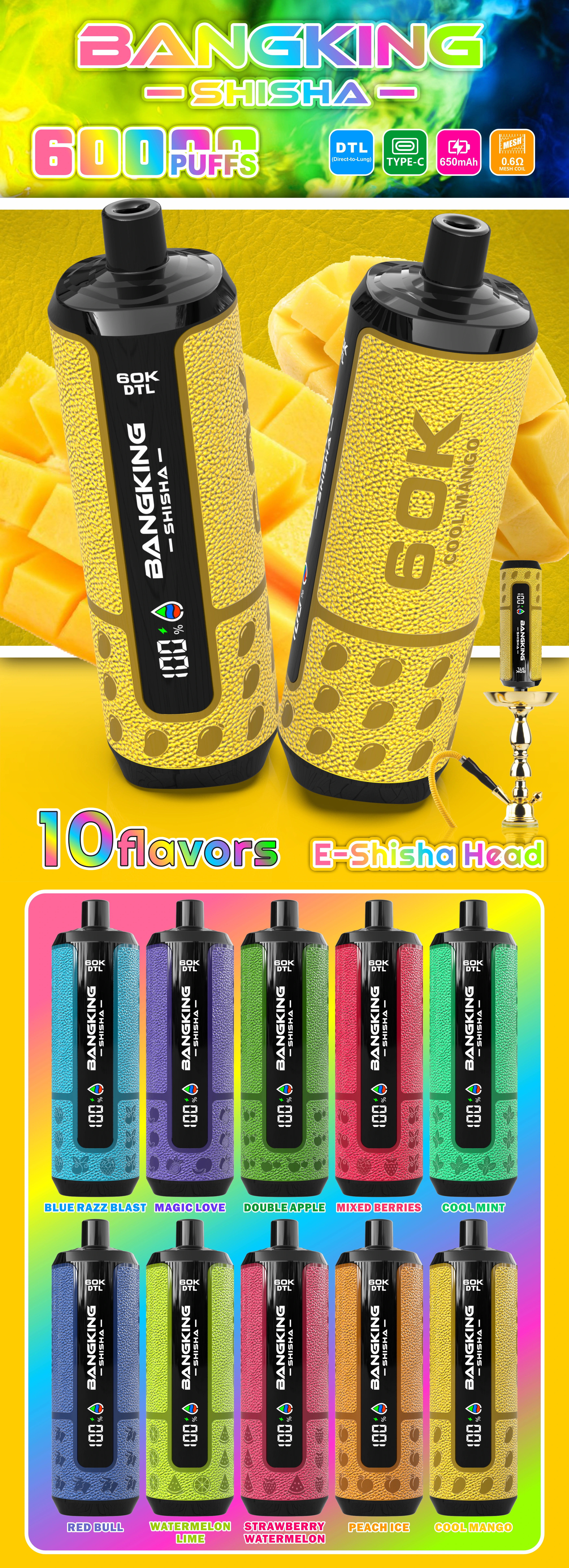 Bang King Shisha 60000 60K Boccate Svapo Monouso - image 10
