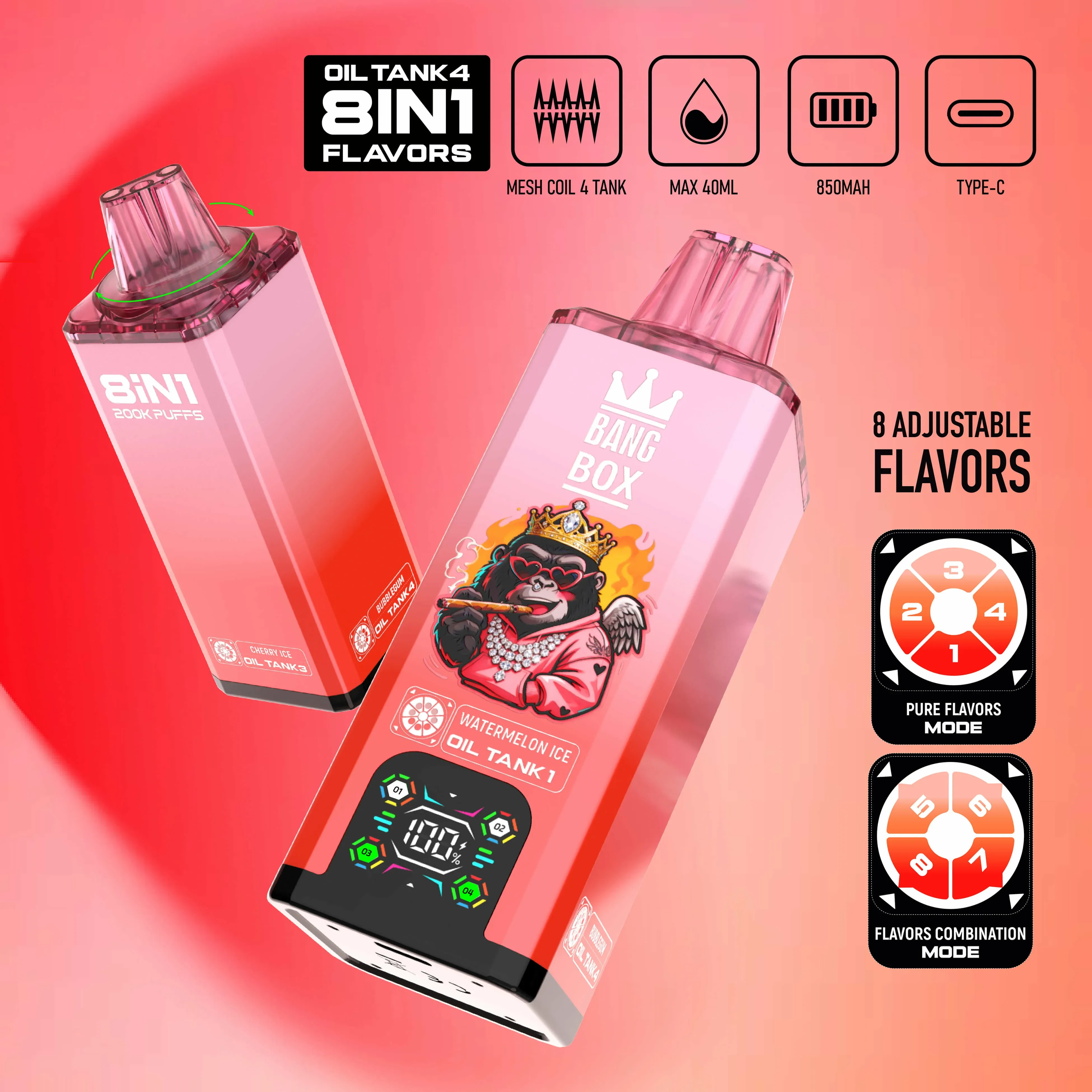 BANG BOX 200000 200K Boccate 8-in-1 Svapo monouso
