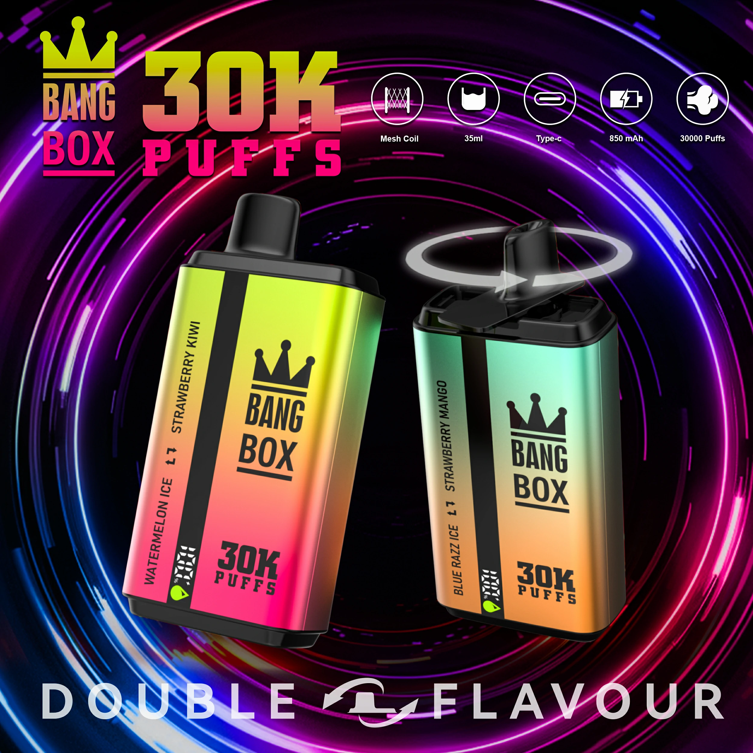 BANG BOX 30000 30K Boccate doppio gusto svapo monouso