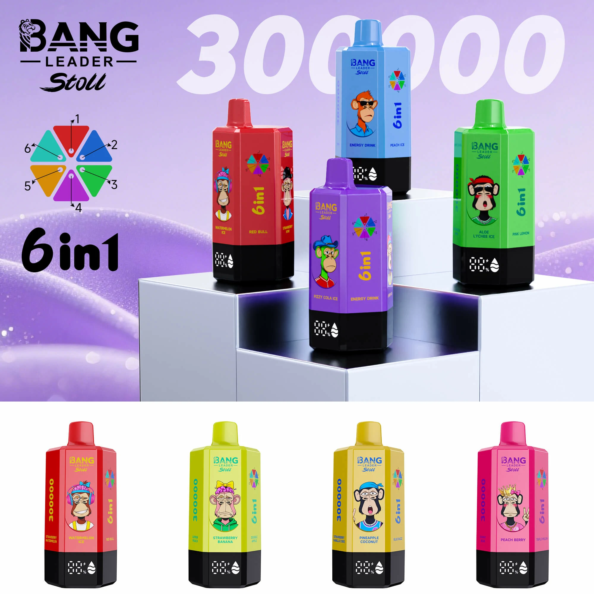 Bang Leader 300000 300K 6-in-1 Svapo Monouso
