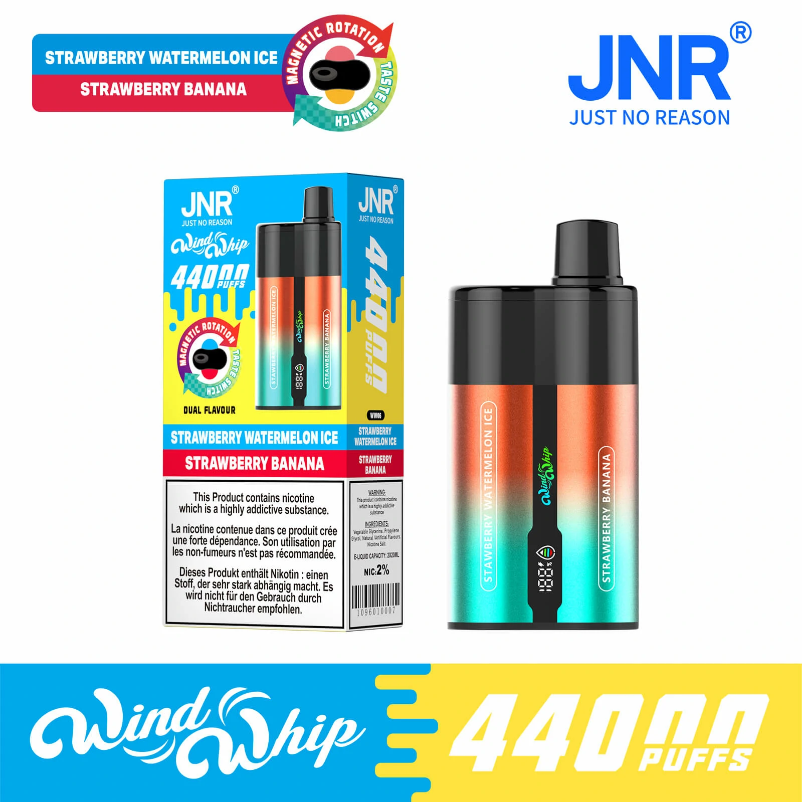 JNR Wind Whip 44000 44K Boccate Svapo Monouso con Doppio Gusto - image 7