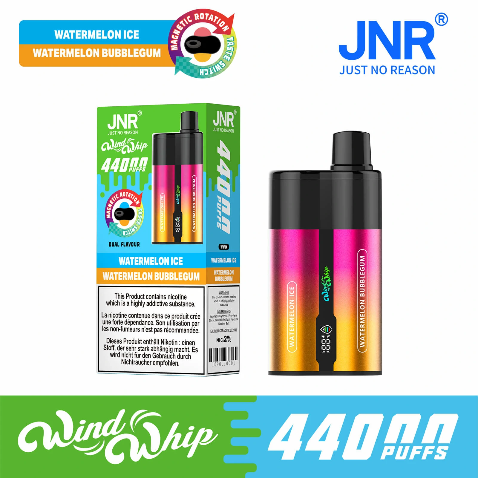 JNR Wind Whip 44000 44K Boccate Svapo Monouso con Doppio Gusto - image 8