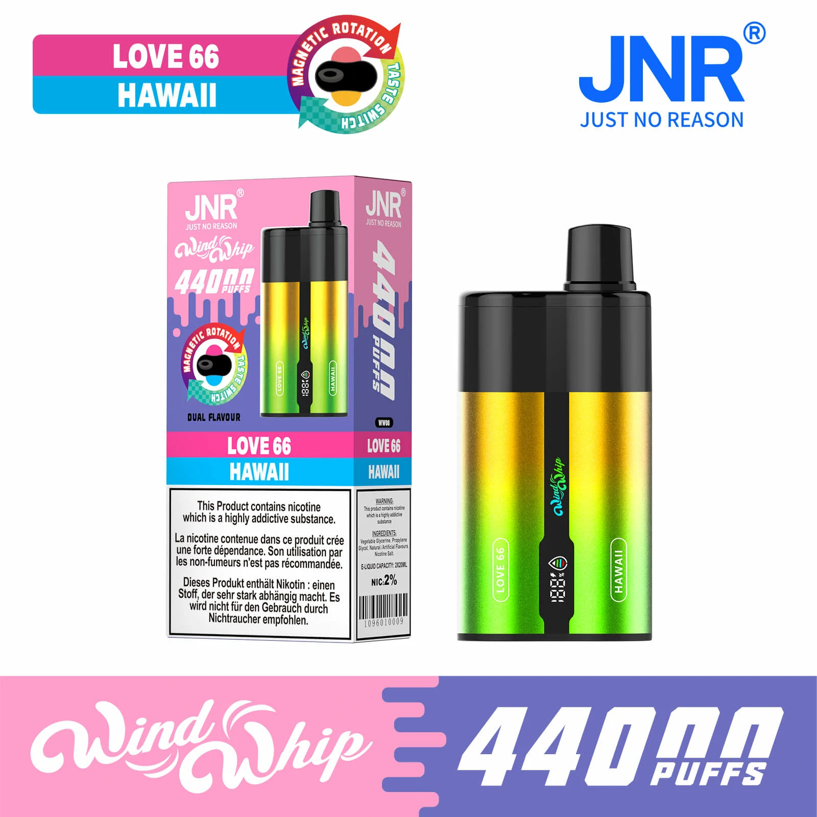 JNR Wind Whip 44000 44K Boccate Svapo Monouso con Doppio Gusto - image 9