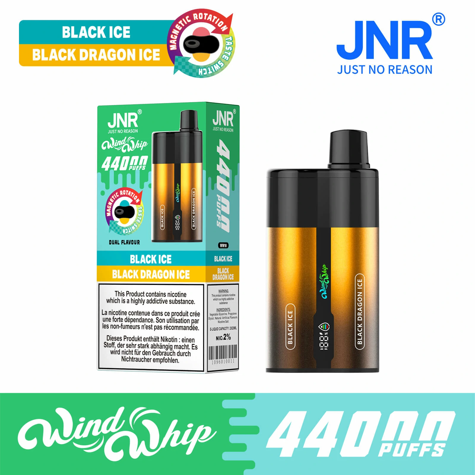 JNR Wind Whip 44000 44K Boccate Svapo Monouso con Doppio Gusto - image 11
