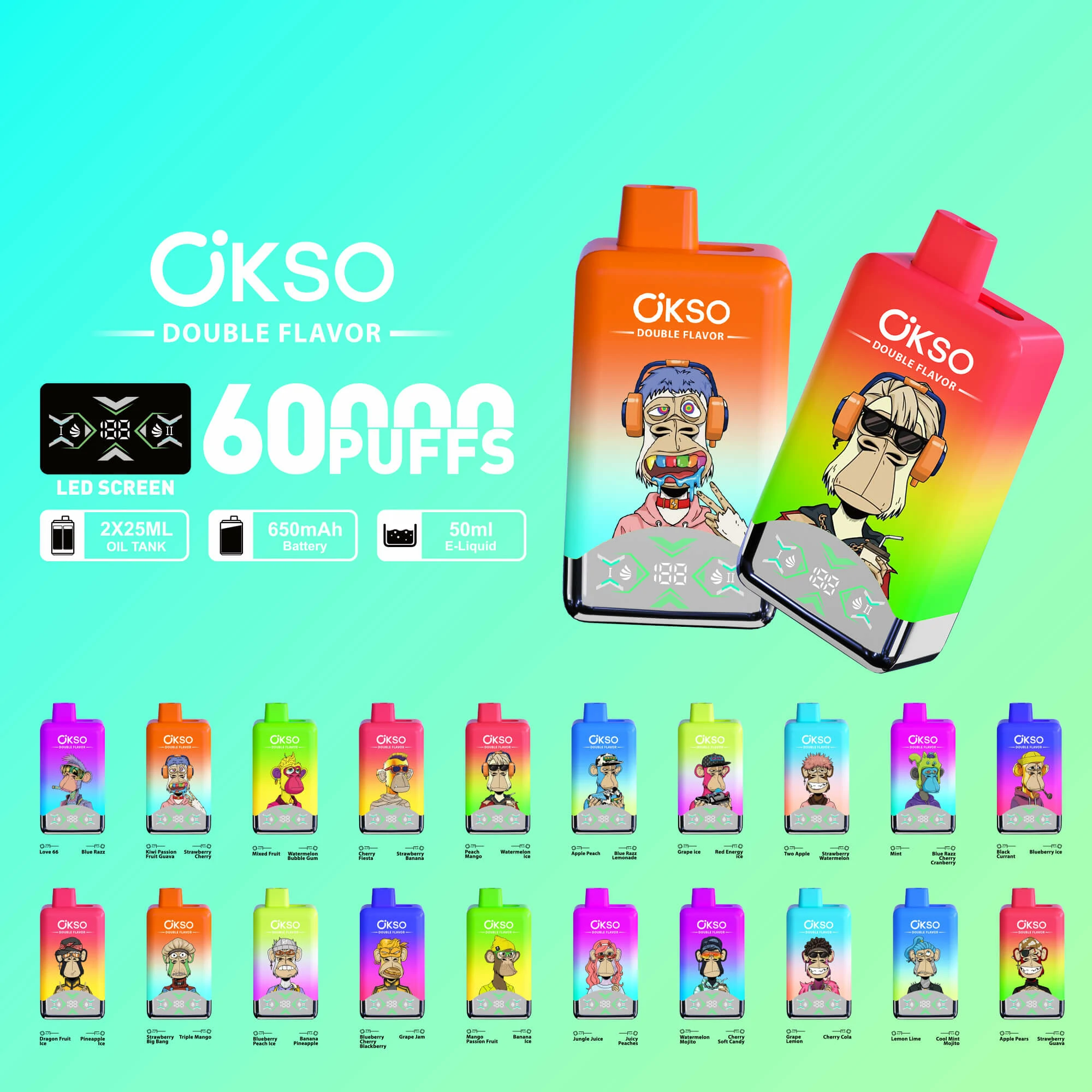 OKSO 60000 60K Boccate LED Display Svapo monouso