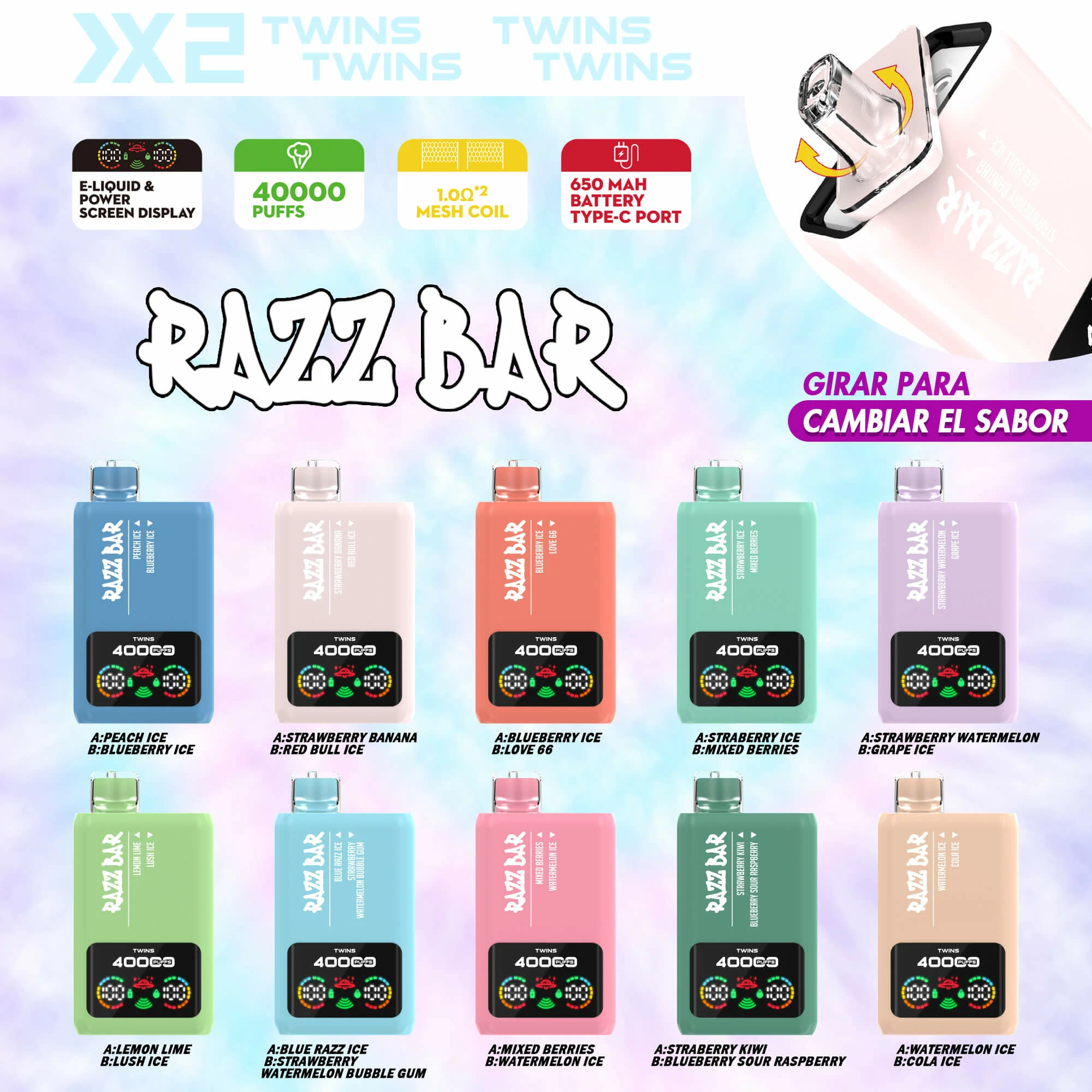 Razz Bar 40000 40K Boccate doppio gusto svapo monouso - image 9
