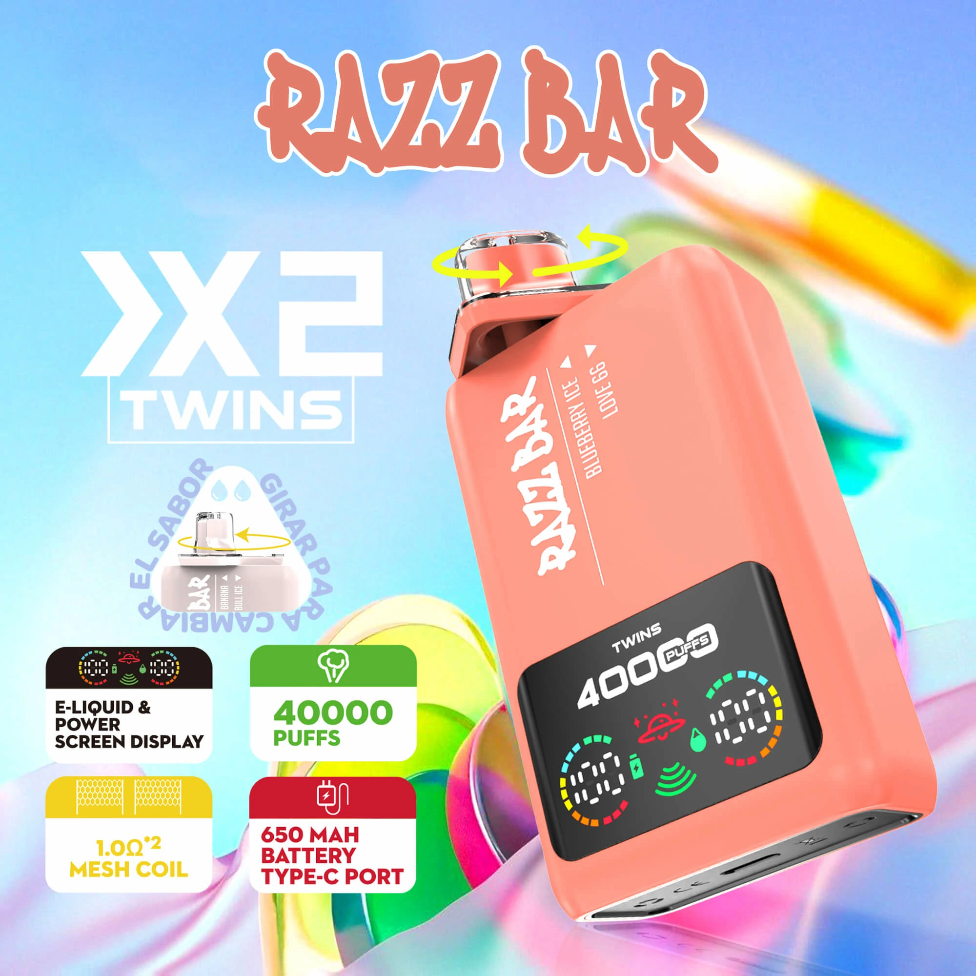Razz Bar 40000 40K Boccate doppio gusto svapo monouso