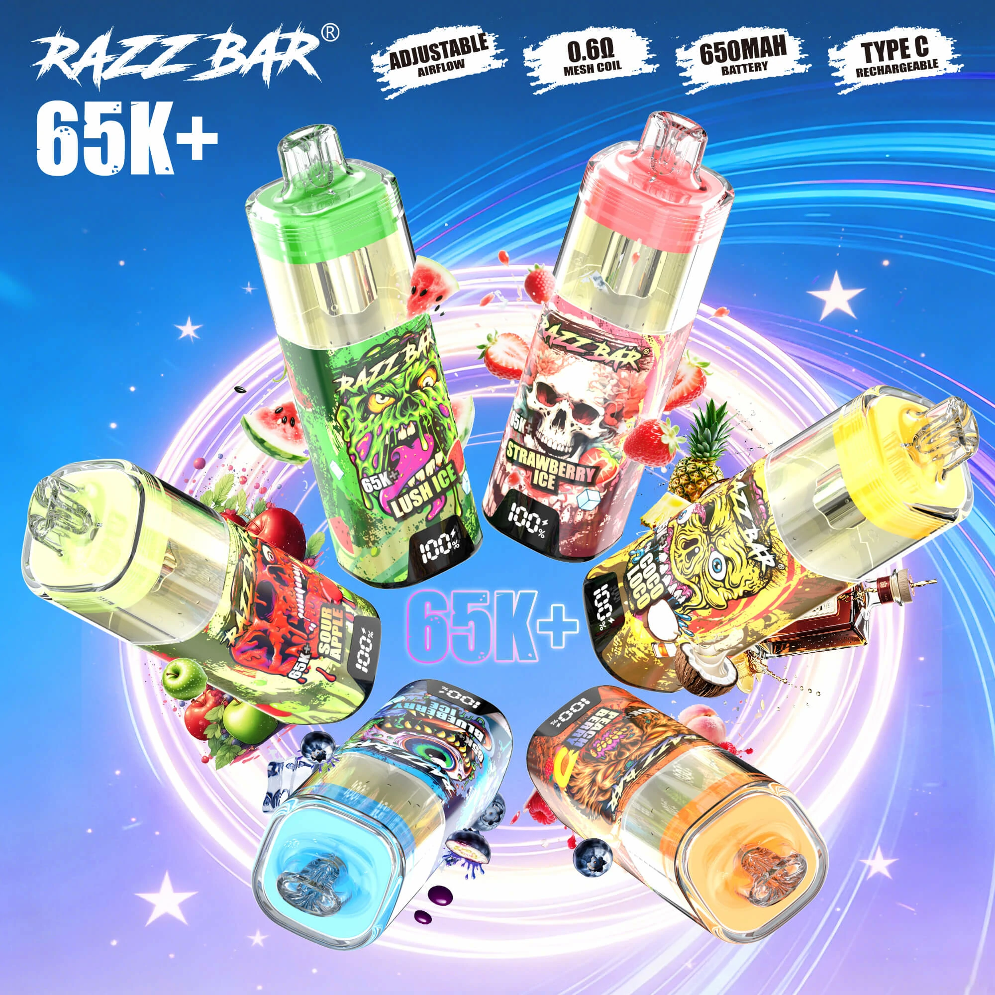 Razz Bar Crystal Smart Screen 65000 65K Boccate svapo monouso - image 2
