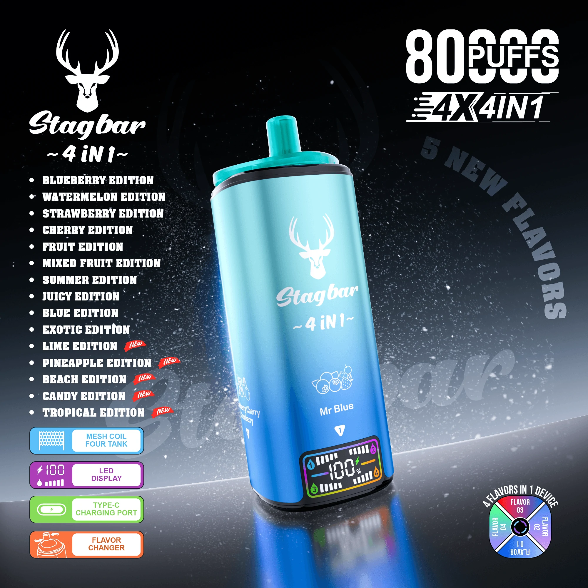 Stag Bar 4-in-1 80000 80K Boccate svapo monouso a 4 gusti - image 4