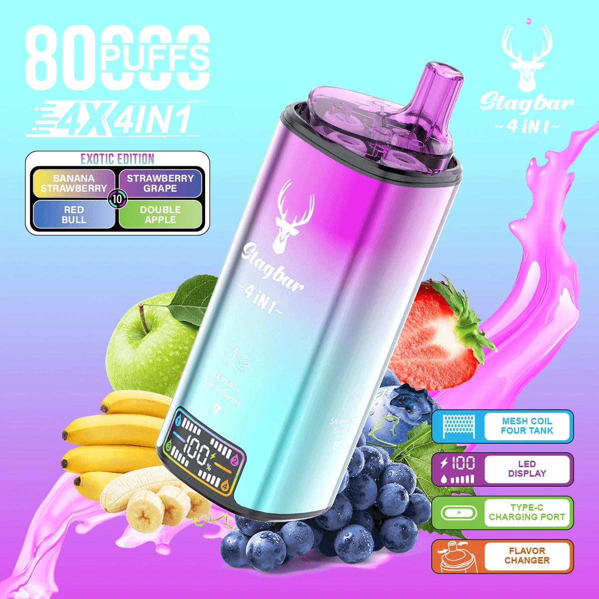 Stag Bar 4-in-1 80000 80K Boccate svapo monouso a 4 gusti - image 8