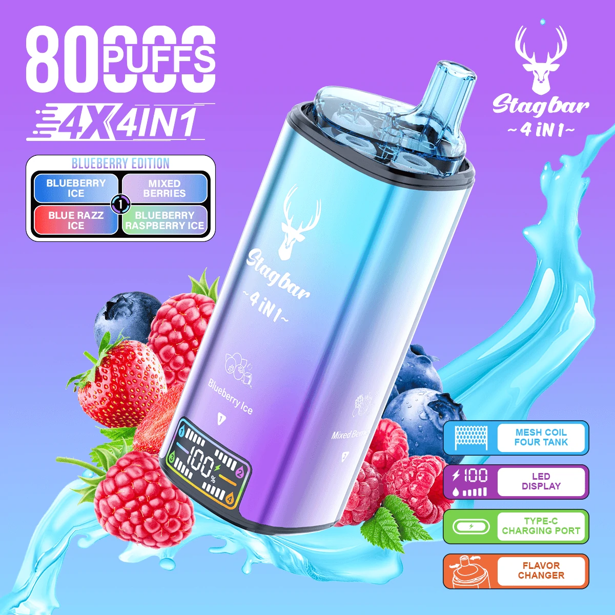 Stag Bar 4-in-1 80000 80K Boccate svapo monouso a 4 gusti - image 7
