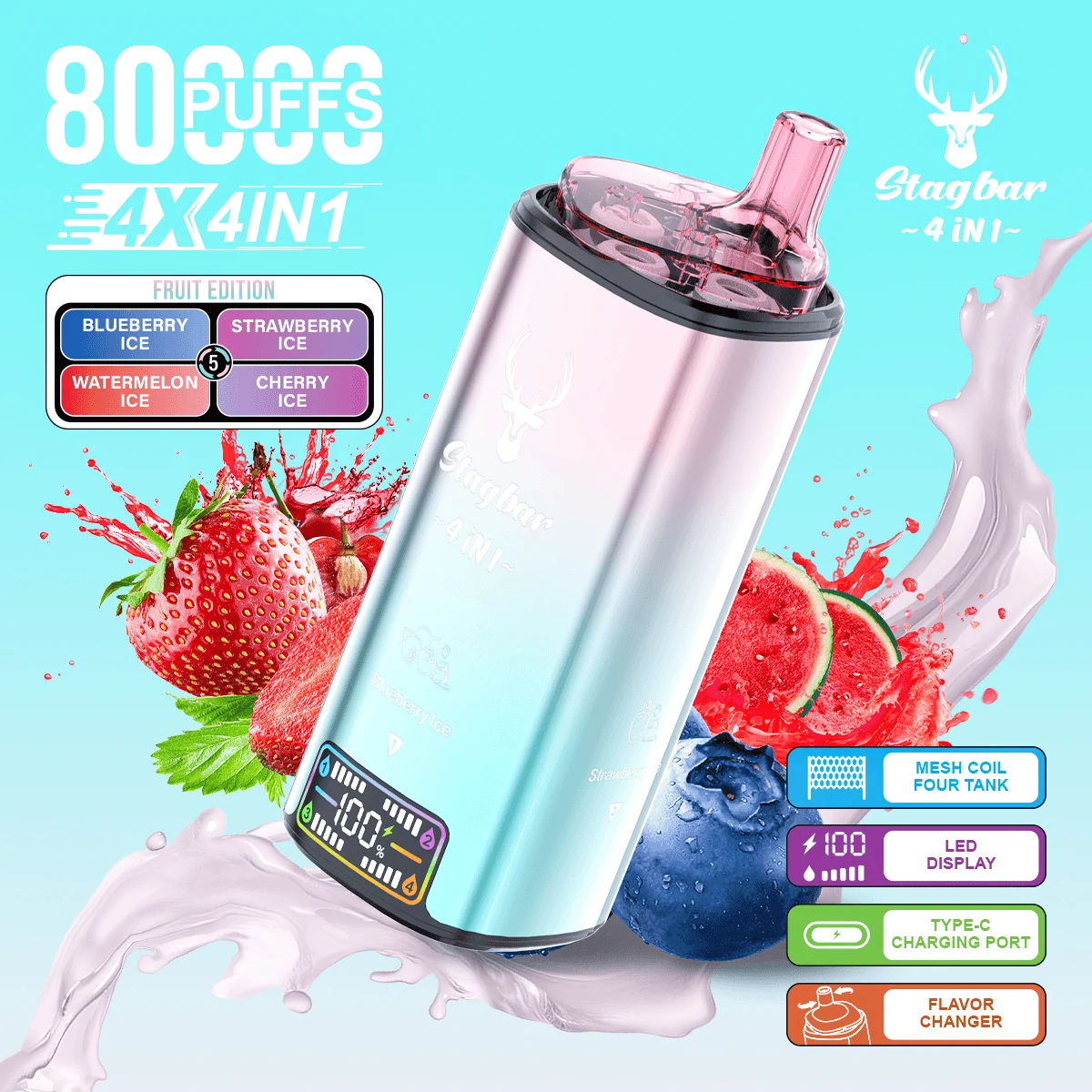 Stag Bar 4-in-1 80000 80K Boccate svapo monouso a 4 gusti - image 5