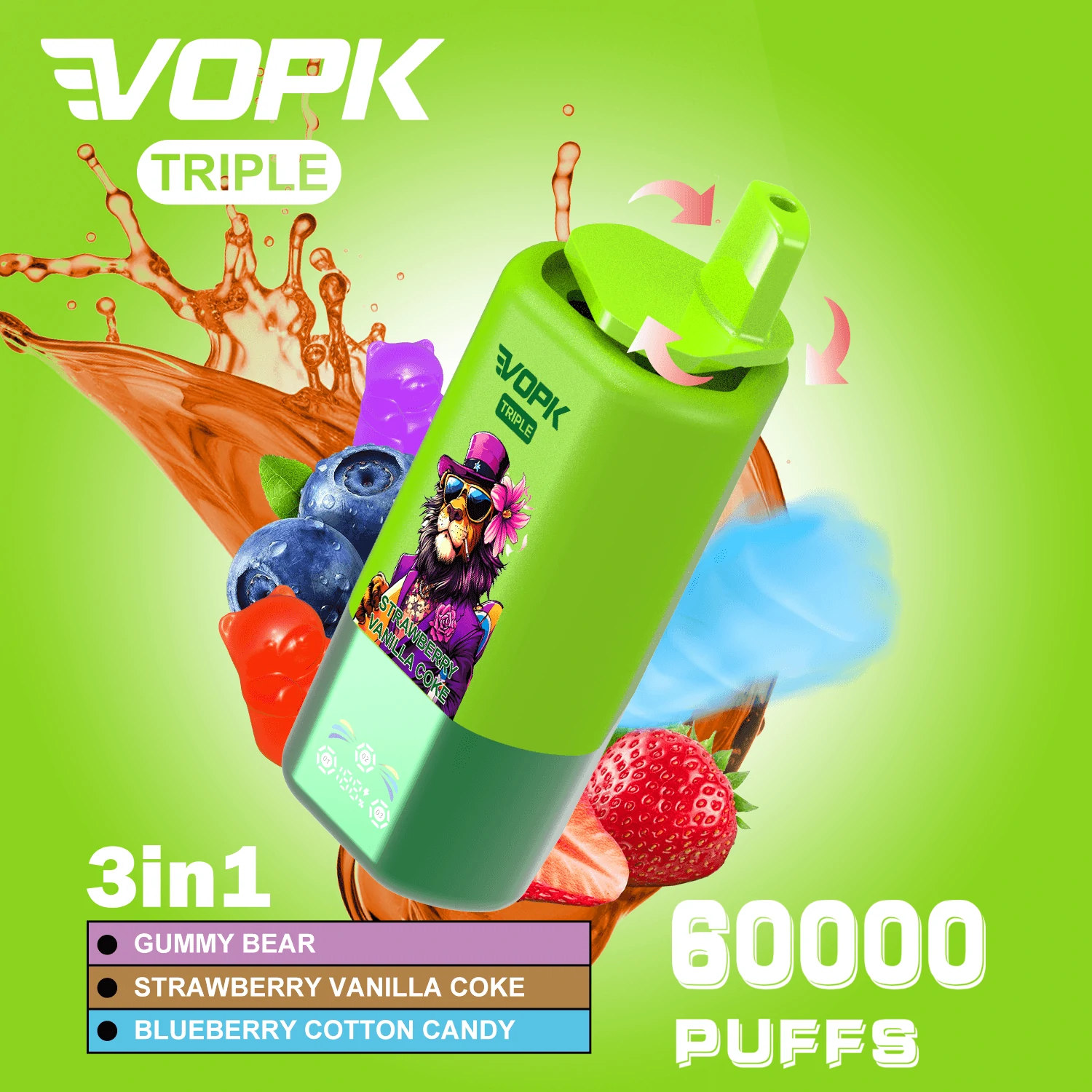 Vopk 3-in-1 60000 60K Boccate triplo gusto svapo monouso - image 2