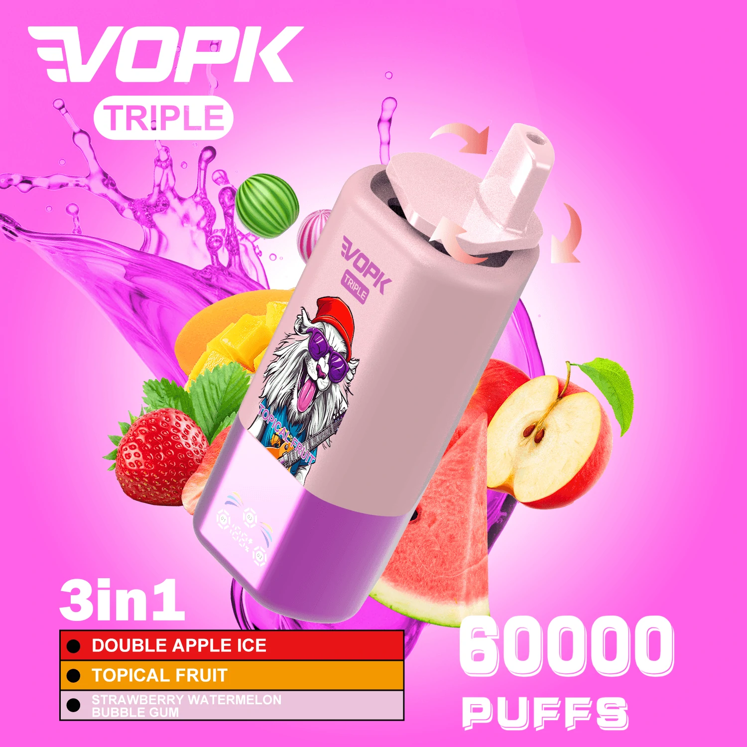Vopk 3-in-1 60000 60K Boccate triplo gusto svapo monouso
