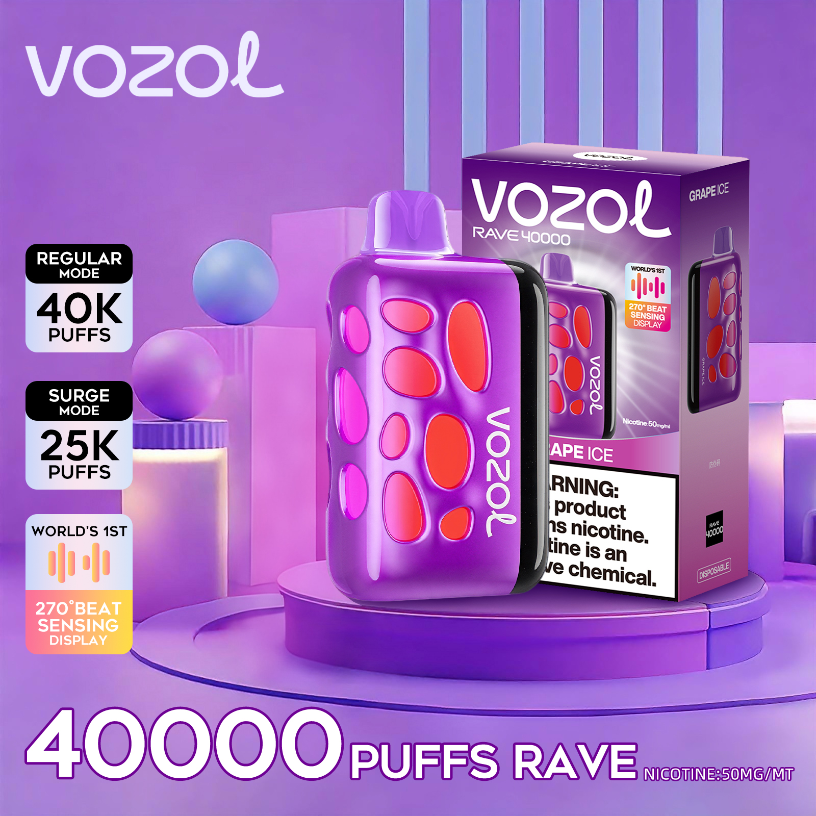 Vozol Rave 40000 40K Boccate Dual Mesh Coil Svapo monouso
