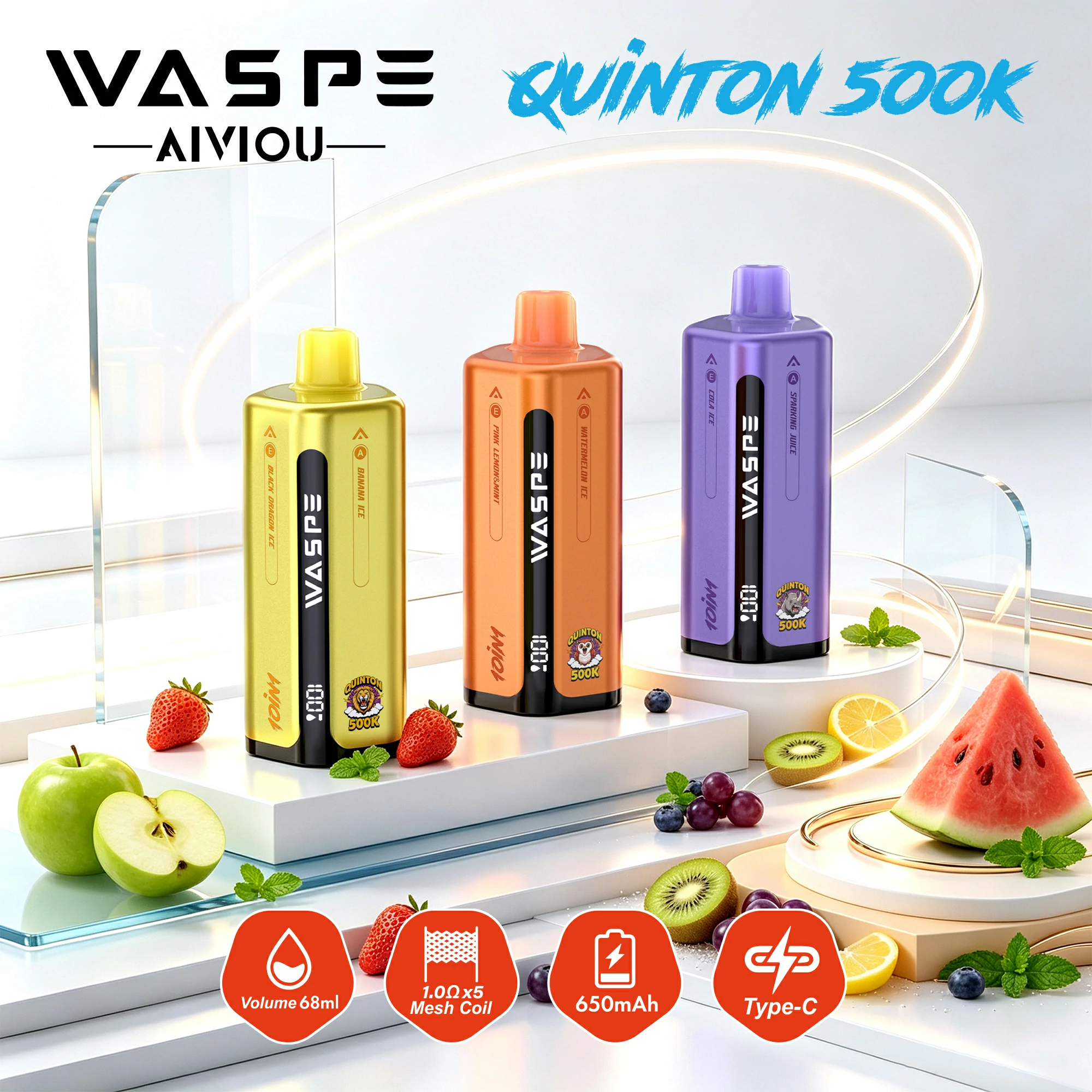 WASPE 10-in-1 uinton 500000 500K Boccate Svapo monouso