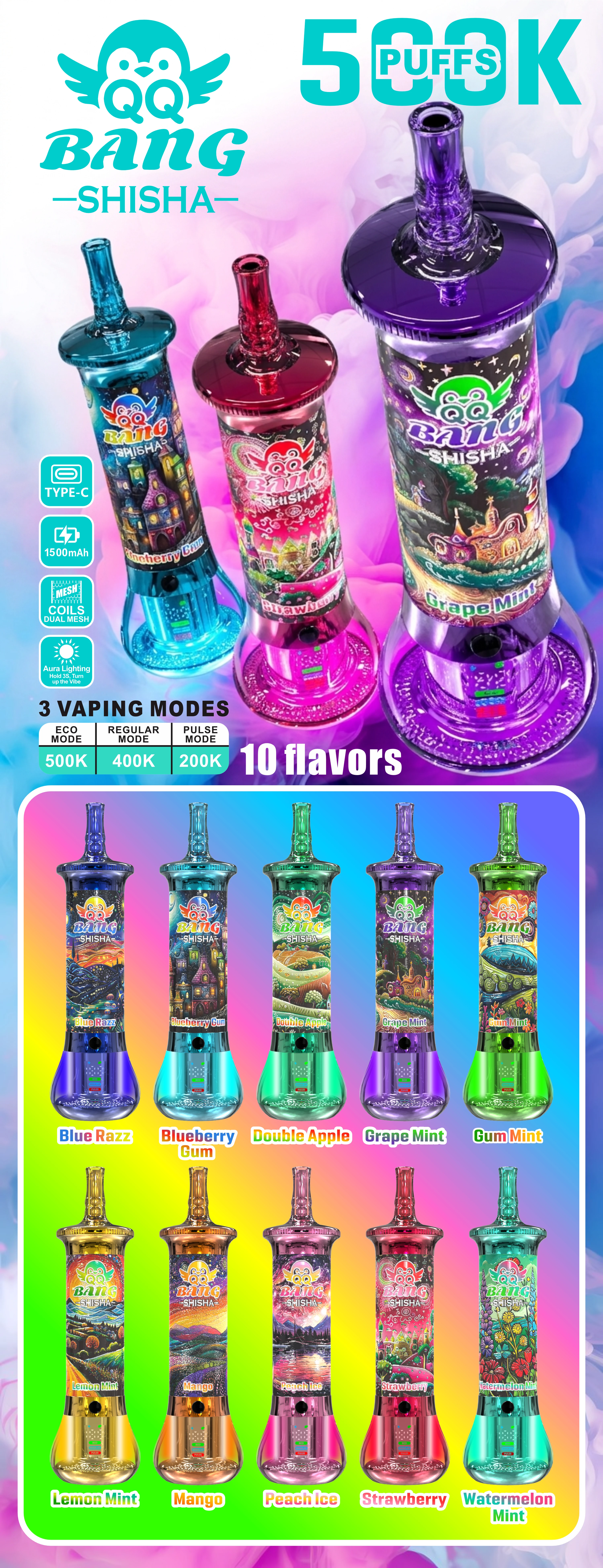 Bang Shisha 500000 500K Boccate Mesh Coil Svapo monouso - image 11