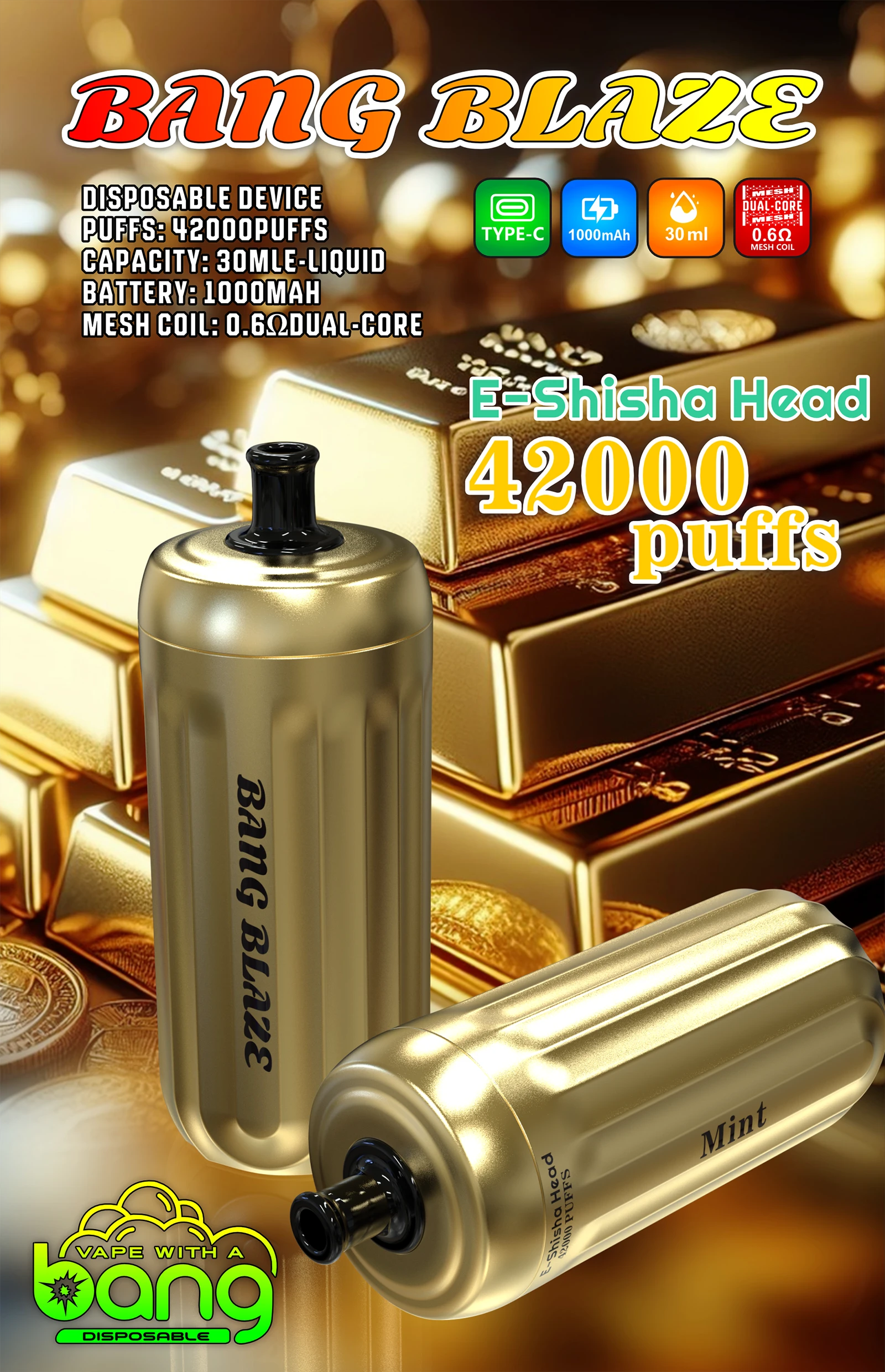 Bang Blaze Shisha 42000 42K Boccate Mesh Coil Svapo monouso - image 8