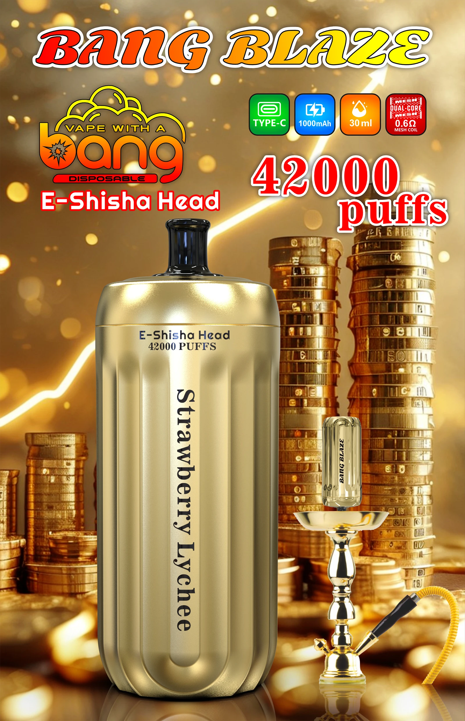 Bang Blaze Shisha 42000 42K Boccate Mesh Coil Svapo monouso - image 10