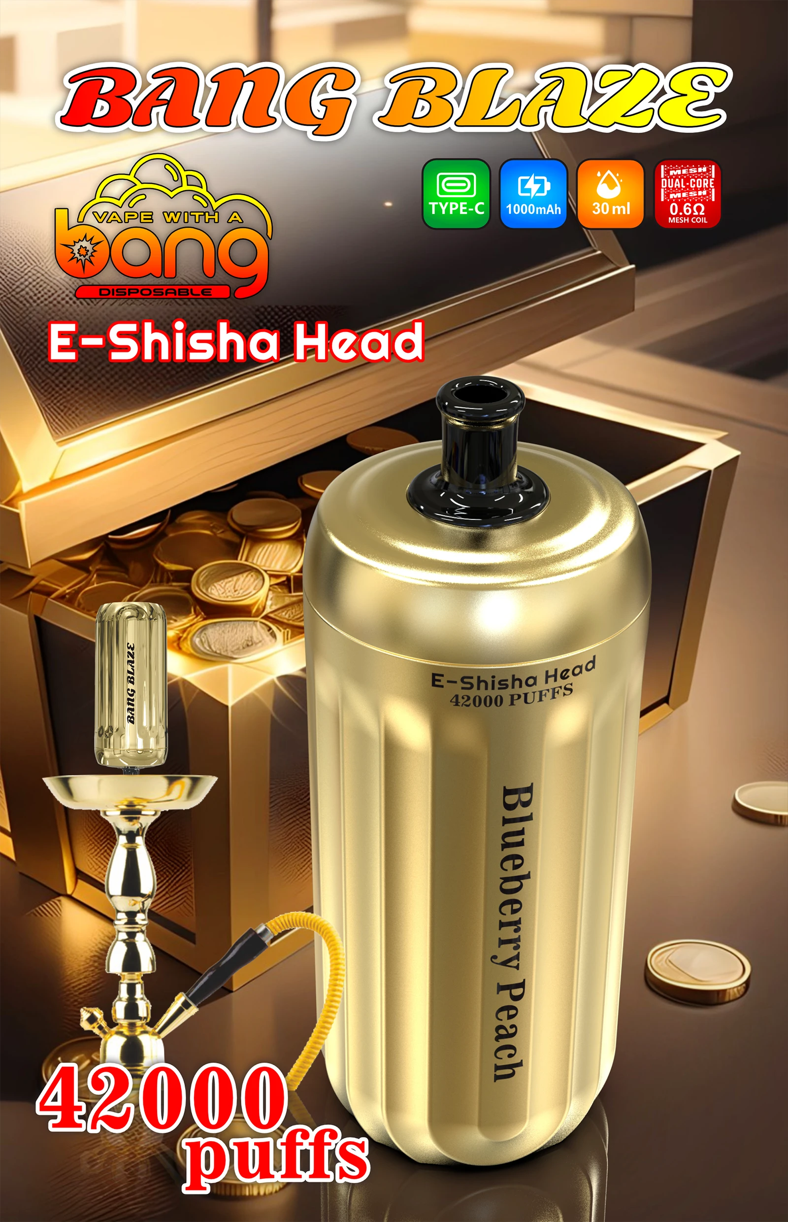 Bang Blaze Shisha 42000 42K Boccate Mesh Coil Svapo monouso - image 5
